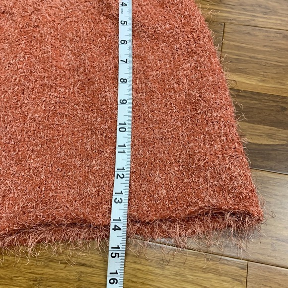 Finesse Fuzzy Mini Skirt Womens Medium Textured Orange Party Clubwear Stretch - Picture 7 of 7
